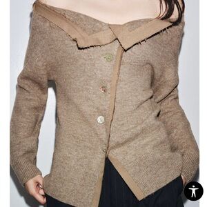 Zara Boat Neck Cardigan Sweater - size M